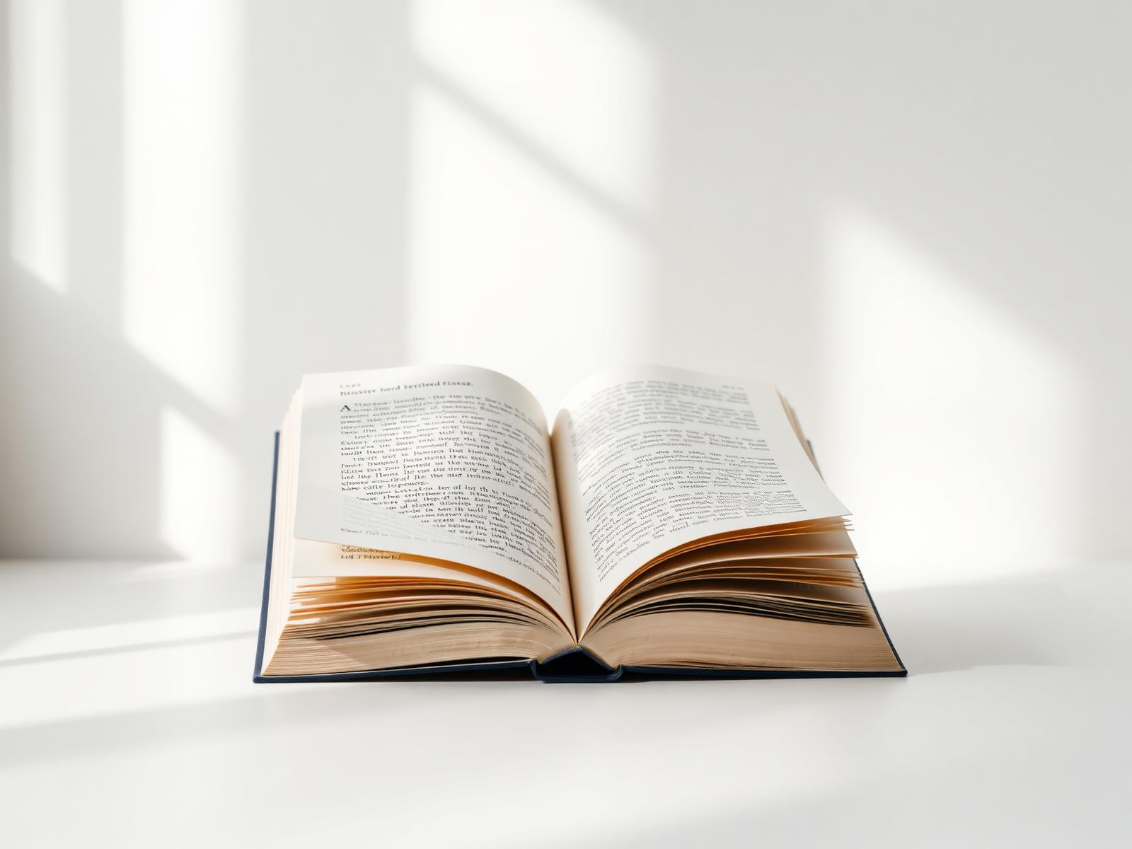 An open book resting in soft window light